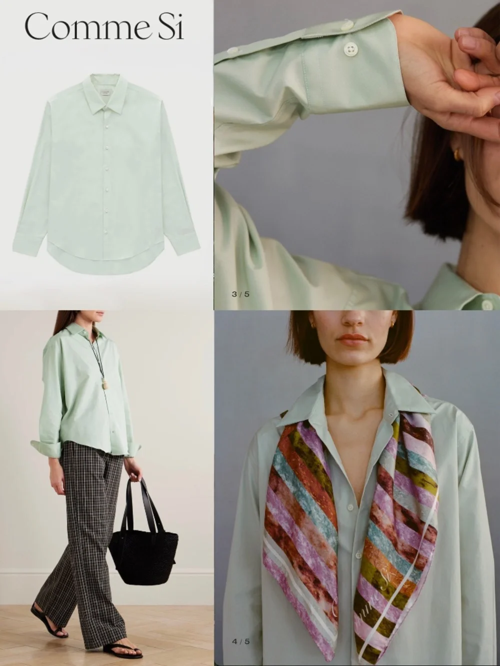 Comme Si La Shirt Classica Sage Poplin Cotton Like New - Picture 1 of 6